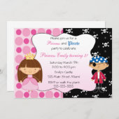 プリンセス海賊子供の誕生日パーティの招待状 招待状 (正面/裏面)