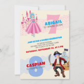 プリンセス海賊目地二重誕生日招待状 招待状 (正面)