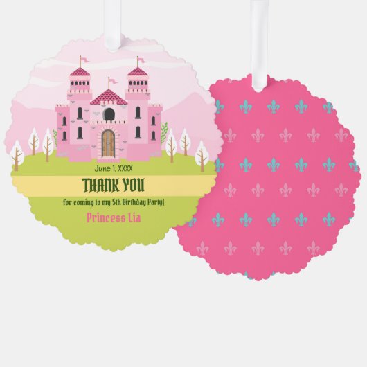 プリンセス王室のガールバースデーパーティー オーナメントカード (正面/裏面)