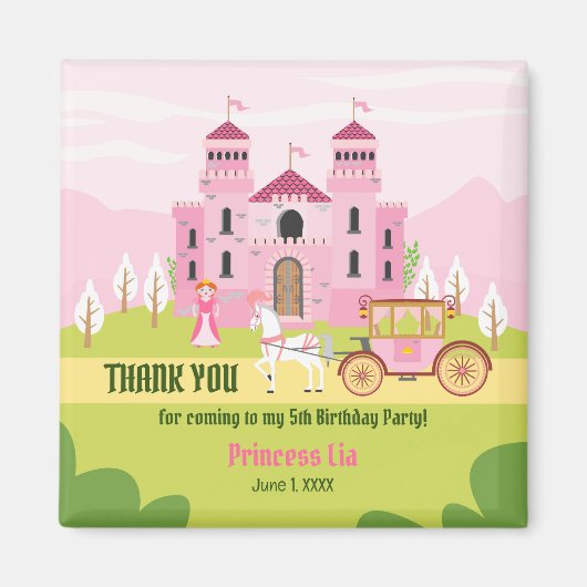 プリンセス王室のガールバースデーパーティー マグネット (正面)