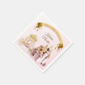 プリンセス王室のキャッスルキャリッジピンク金ゴールドガールパプ スタンダードカクテルナプキン (角)