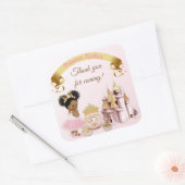 プリンセス王室のキャッスルキャリッジピンク金ゴールドガール スクエアシール (封筒)