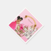 プリンセス王室のキャッスルキャリッジピンク金ゴールドガール スタンダードカクテルナプキン (角)