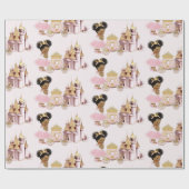 プリンセス王室のキャッスルキャリッジピンク金ゴールドガール ラッピングペーパー (フラット)