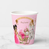 プリンセス王室のキャッスルキャリッジピンク金ゴールドガール 紙コップ (正面)