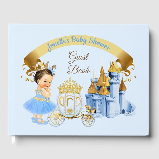 プリンセス王室のキャッスルキャリッジブルー金ゴールドガール ゲストブック (正面)