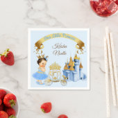 プリンセス王室のキャッスルキャリッジブルー金ゴールドガール スタンダードカクテルナプキン (インサイチュ)