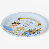 プリンセス王室のキャッスルキャリッジブルー金ゴールドガール ペーパープレート (アングル)