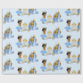 プリンセス王室のキャッスルキャリッジブルー金ゴールドガール ラッピングペーパー (フラット)