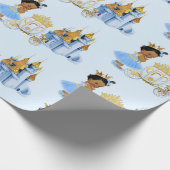 プリンセス王室のキャッスルキャリッジブルー金ゴールドガール ラッピングペーパー (角)