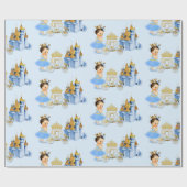 プリンセス王室のキャッスルキャリッジブルー金ゴールドガール ラッピングペーパー (フラット)