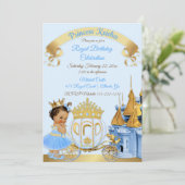 プリンセス王室のキャッスルキャリッジブルー金ゴールドガール 招待状 (スタンド正面)