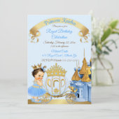 プリンセス王室のキャッスルキャリッジブルー金ゴールドガール 招待状 (スタンド正面)