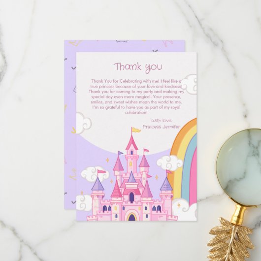 プリンセス王室のキャッスルバースデーパーティー サンキューカード (正面/裏面インサイチュ)