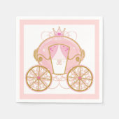 プリンセス王室のキャリッジピンク&金ゴールド誕生日パーティー スタンダードカクテルナプキン (正面)