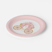 プリンセス王室のキャリッジピンク&金ゴールド誕生日パーティー ペーパープレート (アングル)