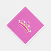 プリンセス王室のクイーンクラウンコロネットパーティーピンク金ゴールド スタンダードランチョンナプキン (角)