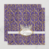 プリンセス王室のクラウンガールバースデーパーティー招待状 招待状 (正面/裏面)