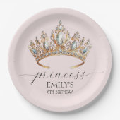 プリンセス王室のクラウンガールバースデーパーティー ペーパープレート (正面)