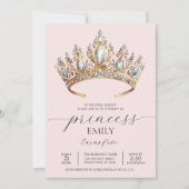 プリンセス王室のクラウンガールバースデーパーティー 招待状 (正面)