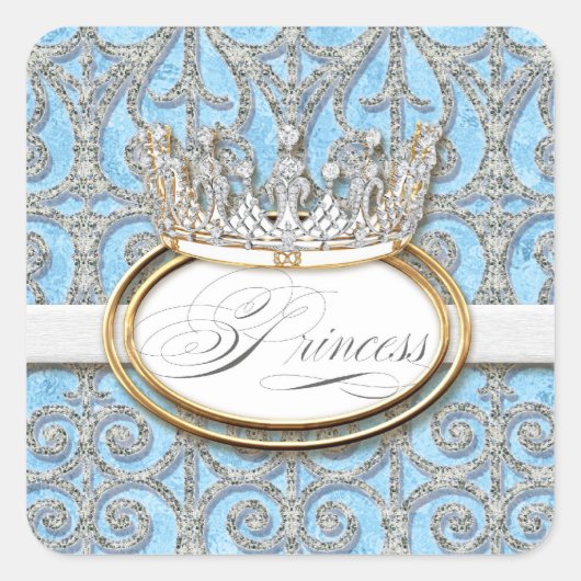 プリンセス王室のクラウンガール赤ちゃんシャワーシール スクエアシール (正面)