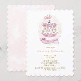 プリンセス王室のクラウンドレスベビーシャワー 招待状