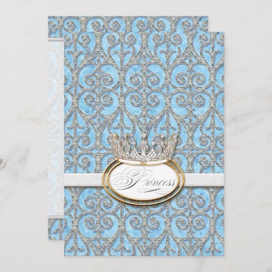 プリンセス王室のクラウンブルーガール誕生のお知らせ 案内状 (正面/裏面)