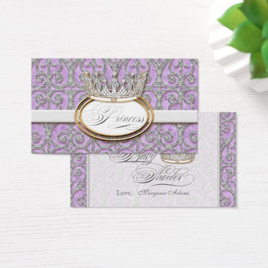 プリンセス王室のクラウンベビーガールシャワーメッセージカード (デスク)