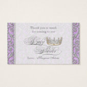 プリンセス王室のクラウンベビーガールシャワーメッセージカード (裏面)