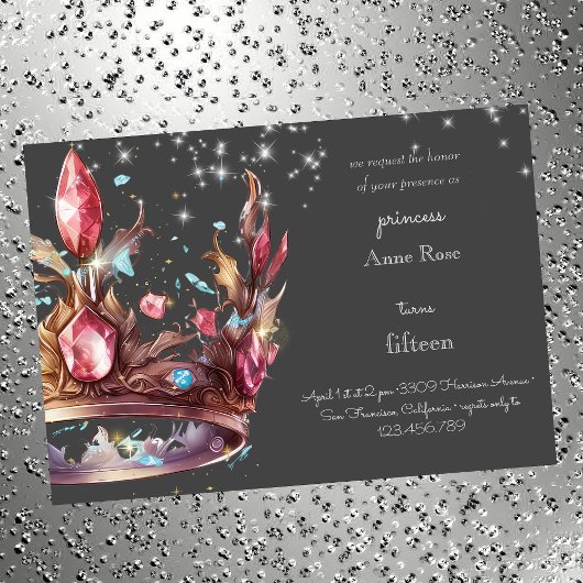 プリンセス王室のクラウン誕生日招待状 招待状