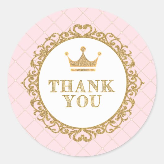 プリンセス王室のサンキューステッカー誕生日の好意 ラウンドシール (正面)