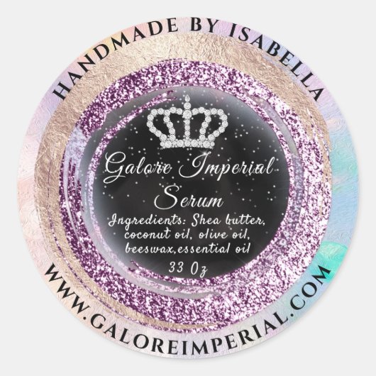 プリンセス王室のダイヤモンドクラウン王室のバラブラック ラウンドシール (正面)