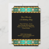 プリンセス王室のティール（緑がかった色）金ゴールドダイヤモンドクイーンクラウンパーティー 招待状 (裏面)