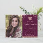 プリンセス王室のバラ金ゴールドグリッター写真キンセアニェラ 招待状 (スタンド正面)