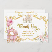 プリンセス王室のピンクのキャリッジサンキューカード エンクロージャーカード (正面/裏面)