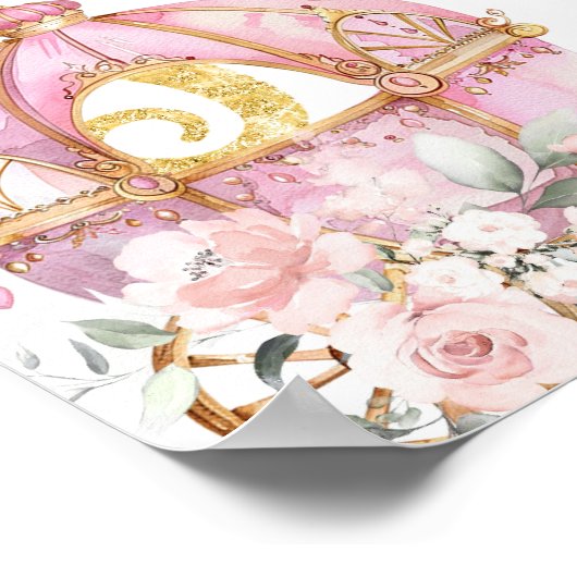 プリンセス王室のピンクのキャリッジ歓迎サイン ポスター (角)