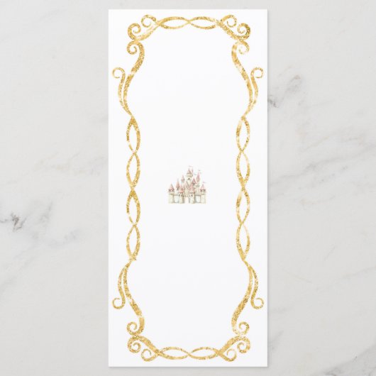 プリンセス王室のピンクのキャリッジ赤ちゃんシャワーメニュー メニュー (裏面)