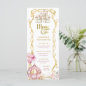 プリンセス王室のピンクのキャリッジ赤ちゃんシャワーメニュー メニュー (スタンド正面)
