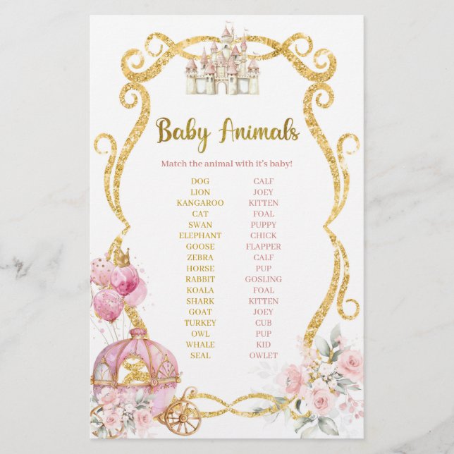 プリンセス王室のピンクキャリッジベビーアニマルゲーム (正面)