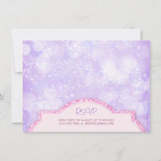 プリンセス王室のピンクグリッターガールズバースデーパーティー 招待状 (裏面)