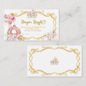 プリンセス王室のピンクパンプキンキャリッジおむつラッフル エンクロージャーカード (正面/裏面)