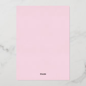 プリンセス王室のピンクローズ金ゴールドガール誕生日 箔招待状 (裏面)