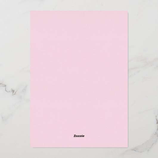 プリンセス王室のピンクローズ金ゴールドガール誕生日 箔招待状 (裏面)