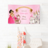 プリンセス王室のベビーガールオンピローピンク金ゴールド 横断幕 (インサイチュ)