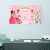 プリンセス王室のベビーガールオンピローピンク金ゴールド 横断幕 (トレードショー)