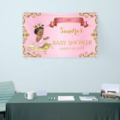 プリンセス王室のベビーガールオンピローピンク金ゴールド 横断幕 (トレードショー)