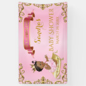 プリンセス王室のベビーガールオンピローピンク金ゴールド 横断幕 (縦)