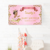 プリンセス王室のベビーガールオンピローピンク金ゴールド 横断幕 (インサイチュ)