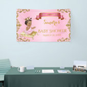 プリンセス王室のベビーガールオンピローピンク金ゴールド 横断幕 (トレードショー)