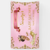 プリンセス王室のベビーガールオンピローピンク金ゴールド 横断幕 (縦)